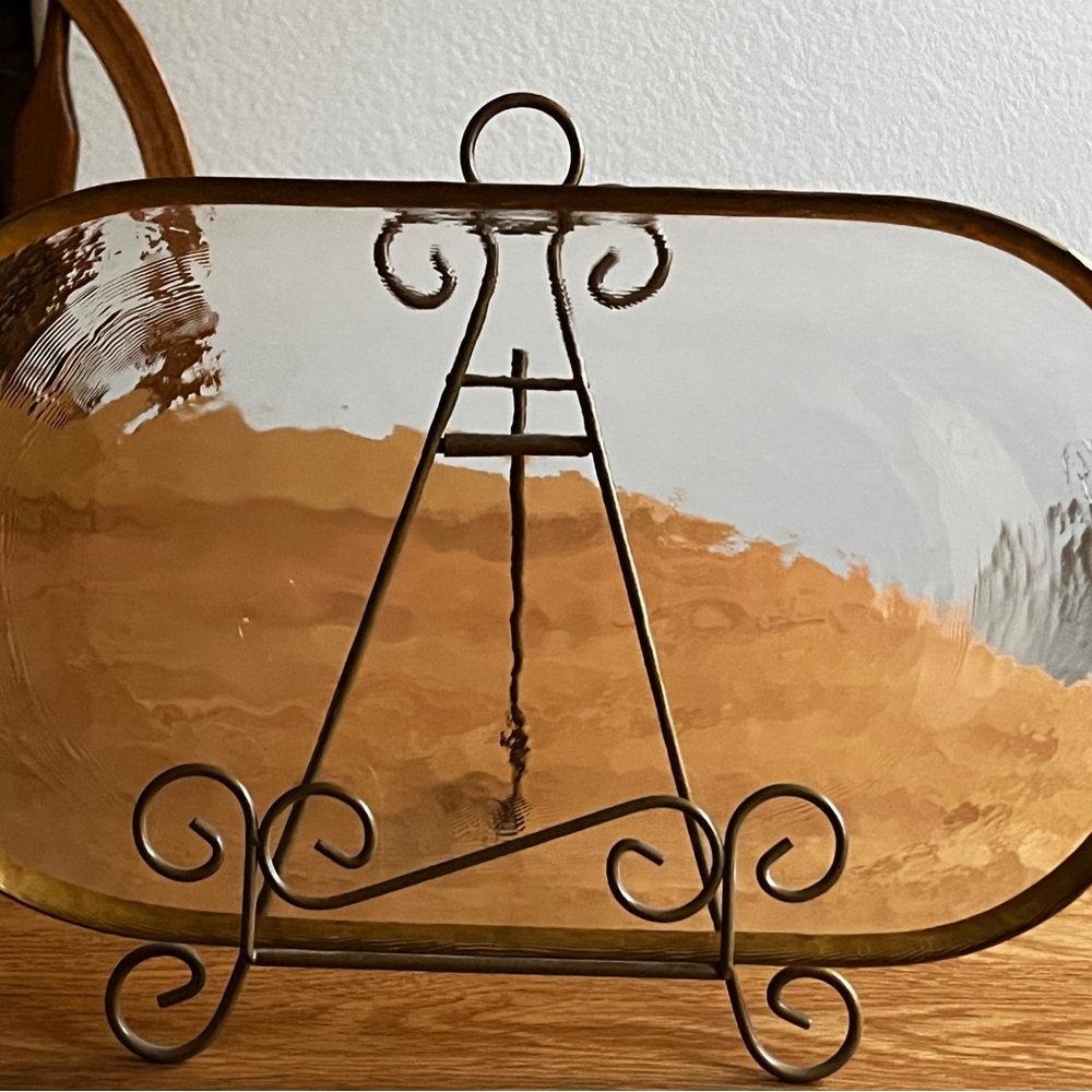 Elegant Glass Serving Platter With Gold Trim